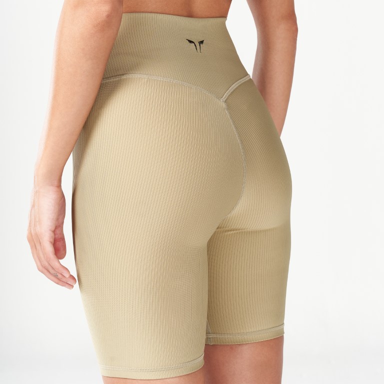 Code Ribbed Biker Shorts - Sand